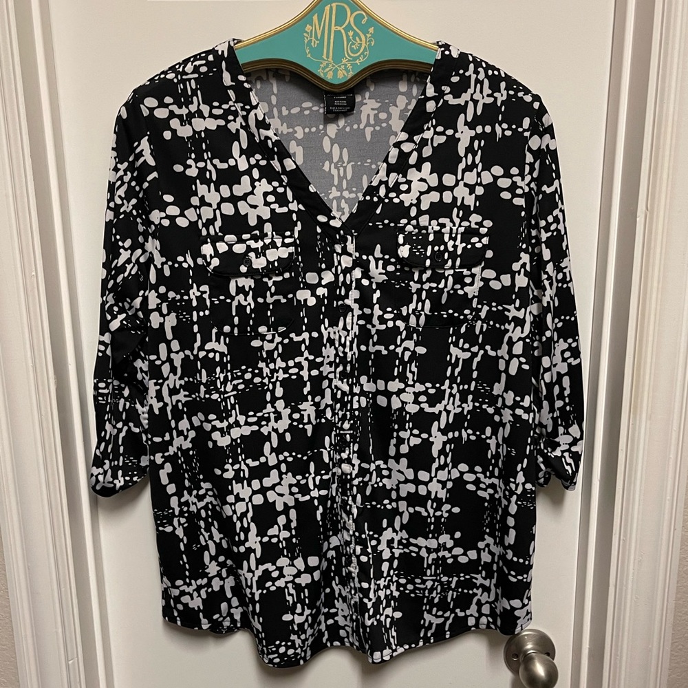George Black and White Pattern Blouse